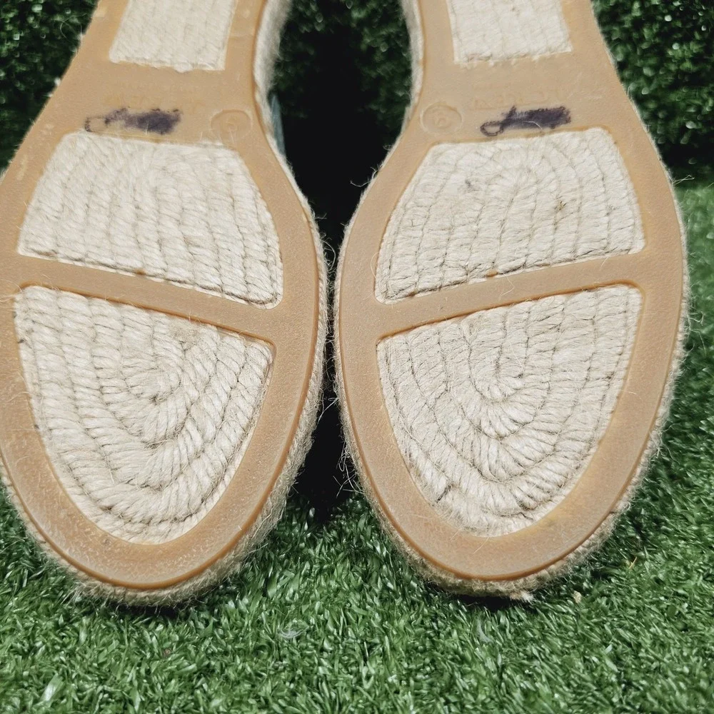 J.Crew Valencia White Perforated Leather Slip On Espadrille Slides Womens‎ 9